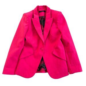 White House Black Market Womens Sz 2 Editor Blazer Hot Pink Single-Button